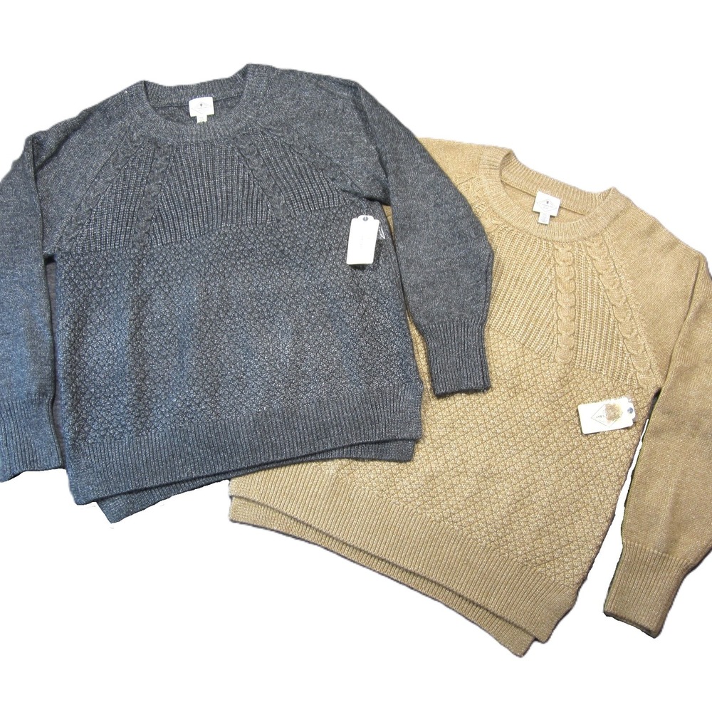 St Johns Bay Lot of 2 Sweaters 2XL Gray Beige Metallic Holiday Shimmer NYE - NEW